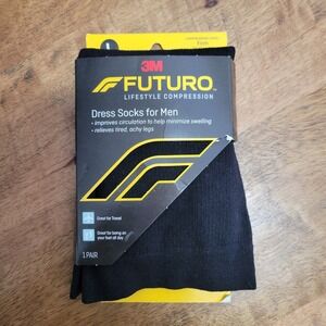 3M Futuro Compression Dress Socks Men Large Black Firm 20-30mmHg 71036BLEN